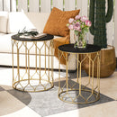 Outsunny Nesting Small Garden Table Set of 2 with Marble Effect Top