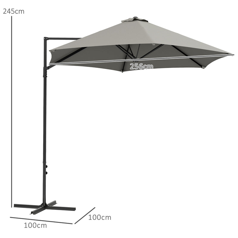 Outsunny 2.5M Offset Roma Patio Umbrella W/ 360° Rotation