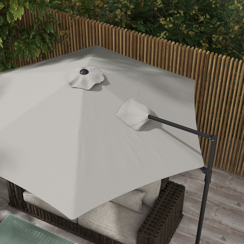 Outsunny 2.5M Offset Roma Patio Umbrella W/ 360° Rotation