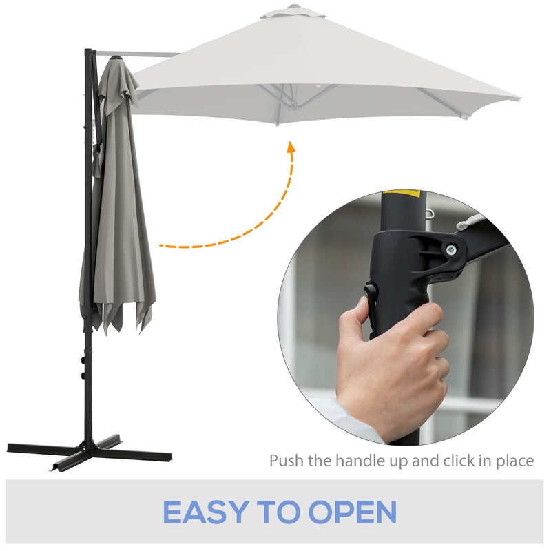 Outsunny 2.5M Offset Roma Patio Umbrella W/ 360° Rotation