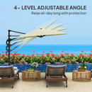 Outsunny 3(m) Garden Parasol w/ Lights, Crank Handle & Cross Base