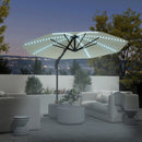 Outsunny 3(m) Garden Parasol w/ Lights, Crank Handle & Cross Base