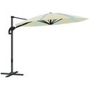 Outsunny 3(m) Garden Parasol w/ Lights, Crank Handle & Cross Base
