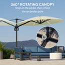 Outsunny 3(m) Garden Parasol w/ Lights, Crank Handle & Cross Base