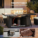 Outsunny 7 Pieces Rattan Garden Furniture Set W/ 50,000 BTU Fire Pit Table
