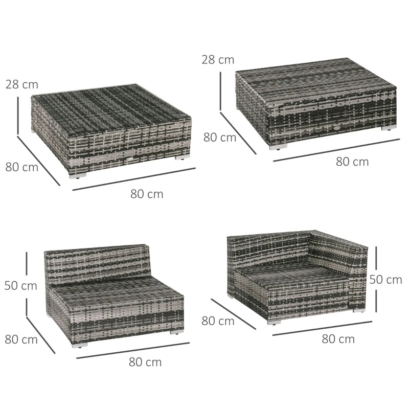 Outsunny Rattan Furniture Sofa Set - Grey