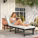 Outsunny Folding Rattan Sun Lounger with Adjustable Back, Cushion, Black