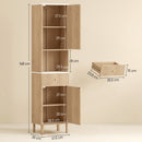 HOMCOM 168 cm Tall Bathroom Cabinet with Drawer and Adjustable Shelves, Oak