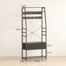 HOMCOM Coat Rack with Shoe Storage, Bench and 10 Hooks, Grey