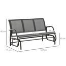 Outsunny 3-Seat Glider Rocking Chair for 3 People Garden Bench Grey