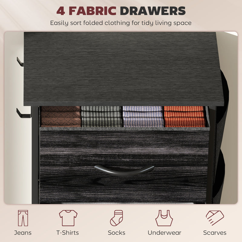 HOMCOM Fabric Chest of Drawers, 4 Drawer Dresser for Bedroom