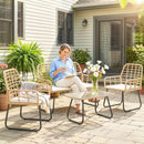 Outsunny Rattan Garden Furniture Set, 4 Piece Outdoor Patio Furniture