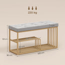 HOMCOM Shoe Storage Bench with Seat Cushion Tufted Shoe Rack Bench Grey