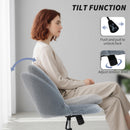 HOMCOM Desk Chair, Fluffy Swivel Office Chair For Makeup Vanity, Grey