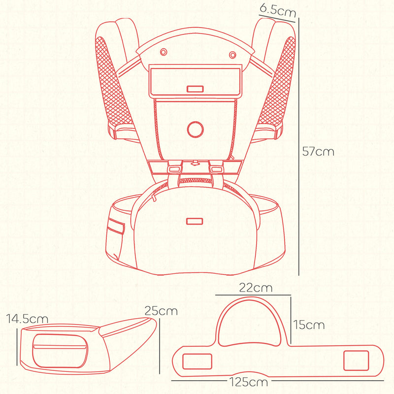AIYAPLAY 6 in 1 Baby Carrier Newborn to Toddler with Removable Seat, Grey