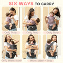 AIYAPLAY 6 In 1 Baby Carrier Newborn To Toddler With Removable Seat, Grey