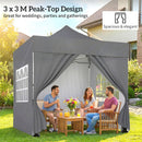 Outsunny 3 x 3 m Heavy Duty Pop Up Gazebo with Sides, UPF50+ Marquee Gazebo