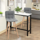 HOMCOM Bar stool Set of 2 Armless Button-Tufted Counter Height Bar Chairs with Wood Legs & Footrest, Grey