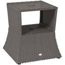 Outsunny Rattan Wicker Tea Coffee Table w/ Umbrella Hole Dark Grey