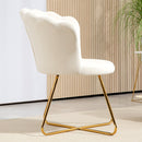 HOMCOM Accent Chair, Velvet Armchair with Lotus Backrest, Steel Legs, Cream