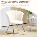 HOMCOM Accent Chair, Velvet Armchair with Lotus Backrest, Steel Legs, Cream