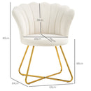 HOMCOM Accent Chair, Velvet Armchair with Lotus Backrest, Steel Legs, Cream