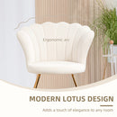 HOMCOM Accent Chair, Velvet Armchair with Lotus Backrest, Steel Legs, Cream