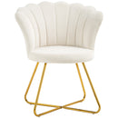 HOMCOM Accent Chair, Velvet Armchair with Lotus Backrest, Steel Legs, Cream