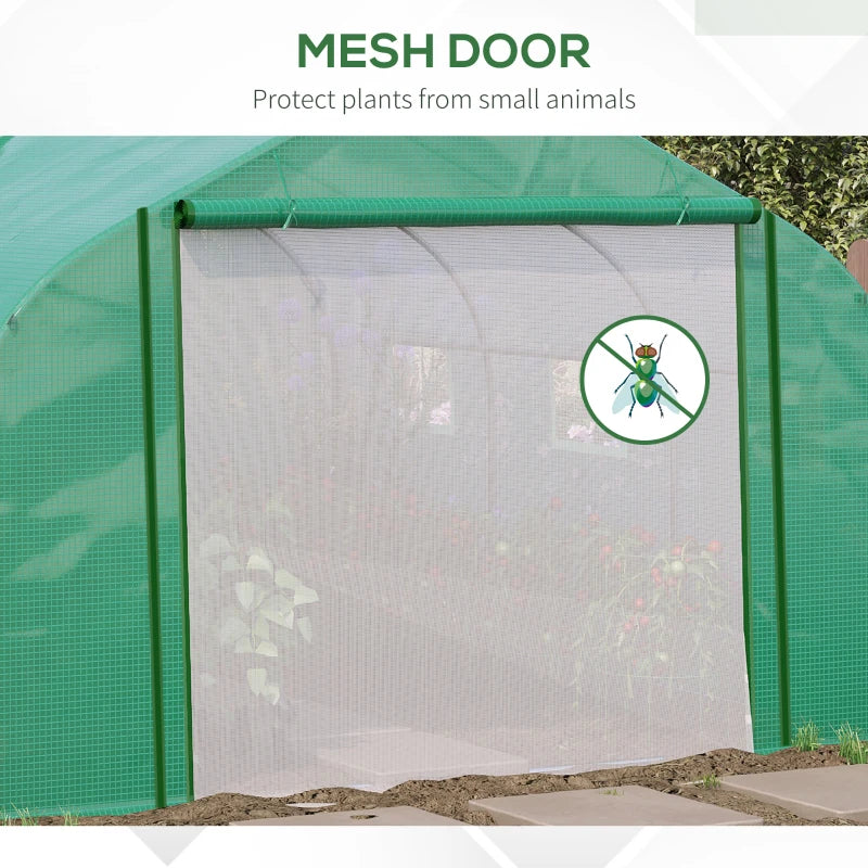 Outsunny Greenhouse Polytunnel 3.5x3x2m - Green