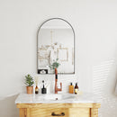 HOMCOM Arch Bathroom Mirror, Modern Wall Mirror with Steel Frame, Black