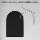 HOMCOM Arch Bathroom Mirror, Modern Wall Mirror with Steel Frame, Black