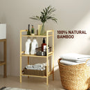 HOMCOM 3-Tier Bamboo Bathroom Storage Shelf with Adjustable Rack, Natural