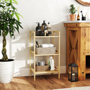 HOMCOM 3-Tier Bamboo Bathroom Storage Shelf with Adjustable Rack, Natural