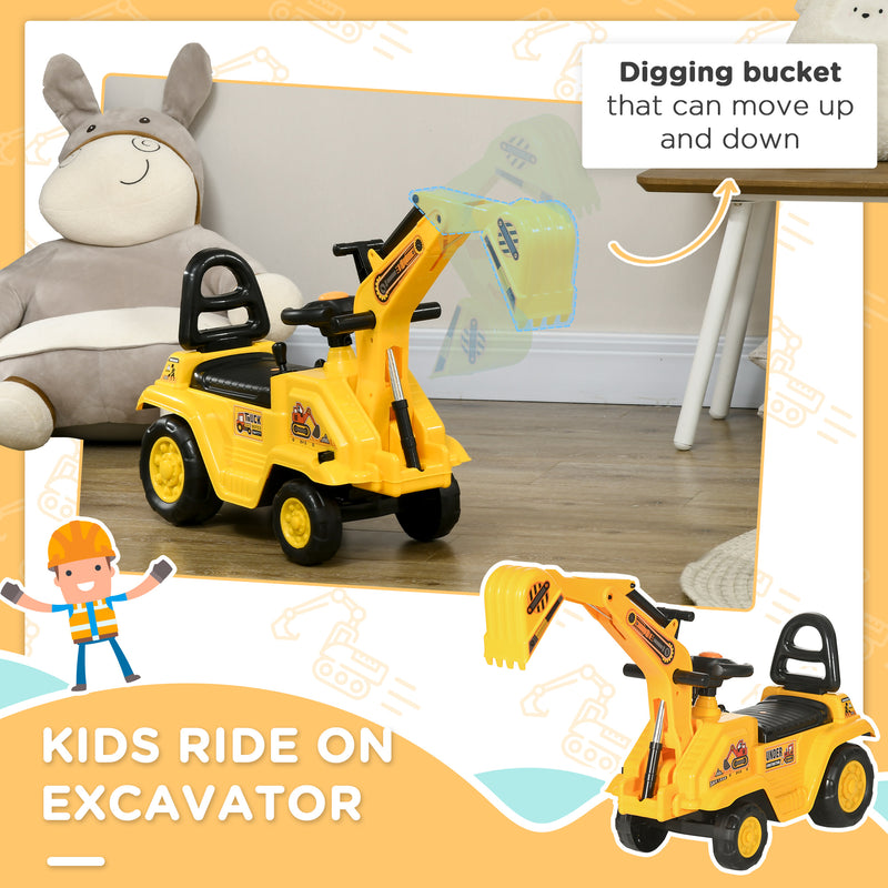 HOMCOM 2 in 1 Kids Ride On Tractor with Buckle, for 1.5-4 Years Old, Yellow