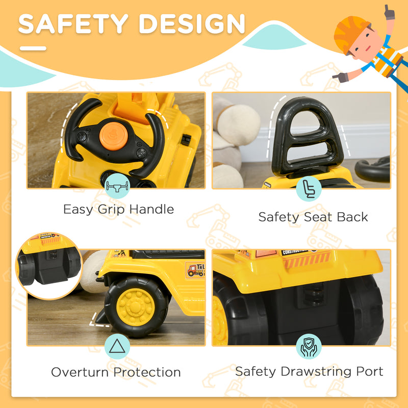HOMCOM 2 in 1 Kids Ride On Tractor with Buckle, for 1.5-4 Years Old, Yellow