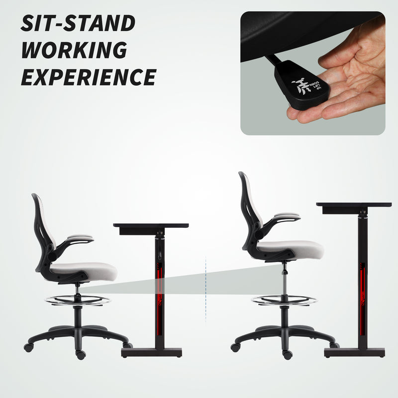 Vinsetto Draughtsman Chair Mesh Chair w/ Adjustable Footrest