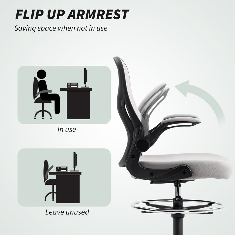 Vinsetto Draughtsman Chair Mesh Chair w/ Adjustable Footrest