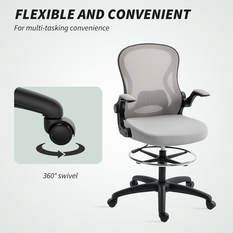 Vinsetto Draughtsman Chair Mesh Chair w/ Adjustable Footrest