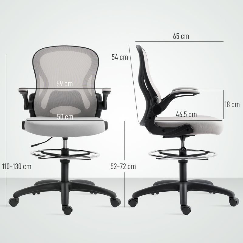 Vinsetto Draughtsman Chair Mesh Chair w/ Adjustable Footrest