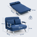 HOMCOM Fabric Sofa, Convertible 2 Seater Sofa Bed w/ Pillows, Dark Blue