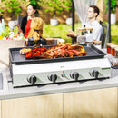 Outsunny Gas Grill, Gas BBQ with Non-Stick Griddle for Camping, Silver Tone