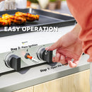 Outsunny Gas Grill, Gas BBQ with Non-Stick Griddle for Camping, Silver Tone