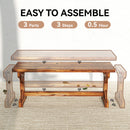 Outsunny Wooden Garden Bench, Rustic Backless Outdoor Loveseat, Carbonised