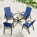 Outsunny 5 PCs Garden Furniture Set, Round Table And Stackable Chairs, Blue