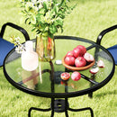 Outsunny 5 PCs Garden Furniture Set, Round Table And Stackable Chairs, Blue