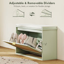 HOMCOM Boho Shoe Bench with Padded Seat and Flip-Drawer