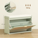 HOMCOM Boho Shoe Bench with Padded Seat and Flip-Drawer