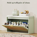 HOMCOM Boho Shoe Bench with Padded Seat and Flip-Drawer