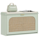 HOMCOM Boho Shoe Bench with Padded Seat and Flip-Drawer