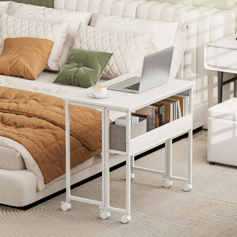HOMCOM 80 Cm Foldable Computer Desk On Wheels For Small Spaces